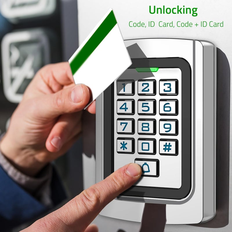 AMOCAM Universal Wired Access Control Keypad, 12V DC Metal Door Keypad, PIN Code & ID Card Key pad, IP68 Waterproof, 2000 Users, for Garage Door, Gate Opener, Magnetic Lock and Access Control Systems - Image 2